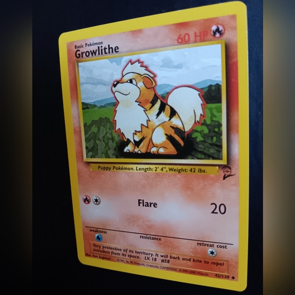 Growlithe Pokemon Card - Base Set 2 - NO. 42/130 Uncommon Non-Holo - Picture 5 of 9